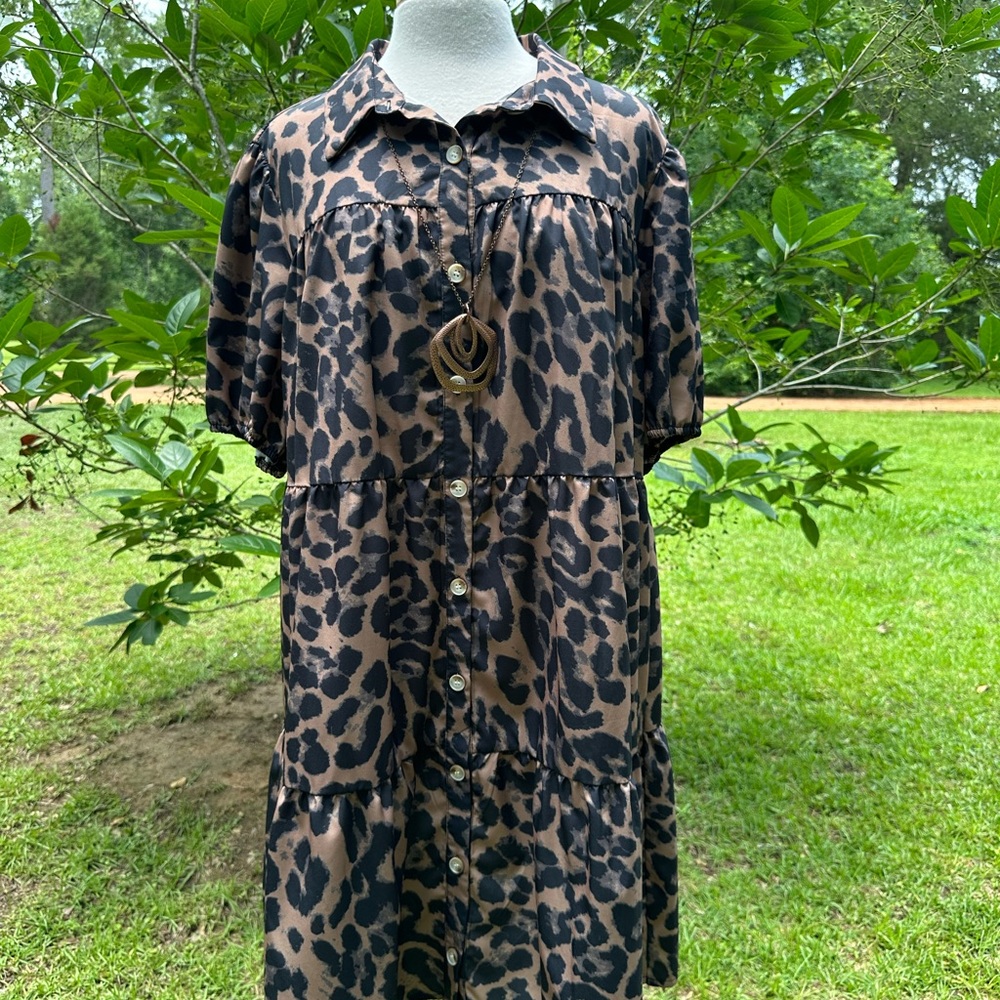 Leopard Print Button-Up Dress